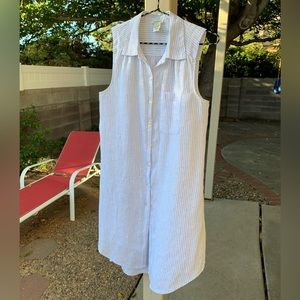 Sundance 100% linen beachy sleeveless shirt dress size SP